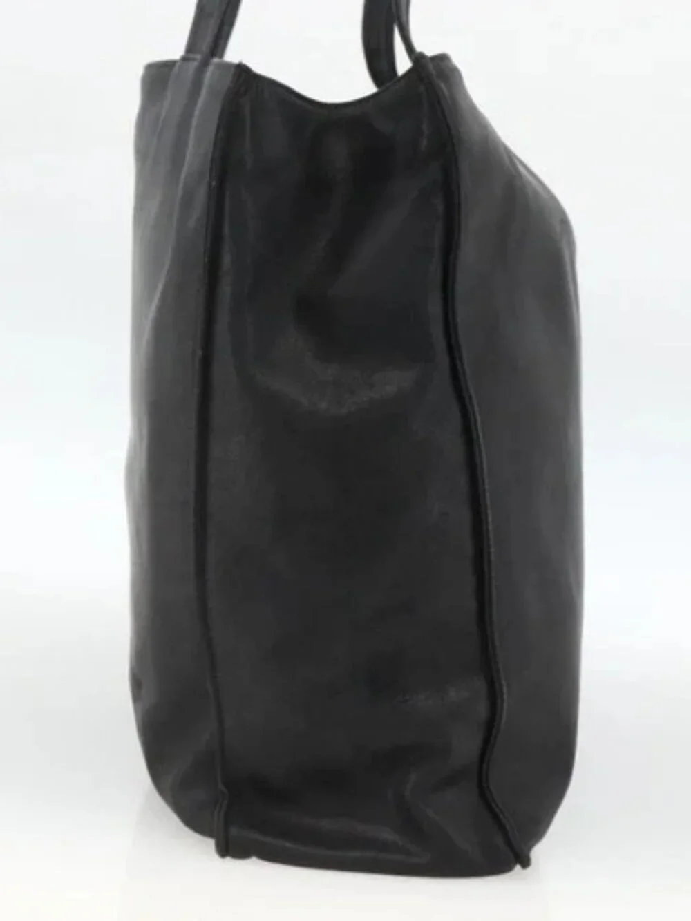 CHANEL Tote Bag Leather Black CC Auth bs34155